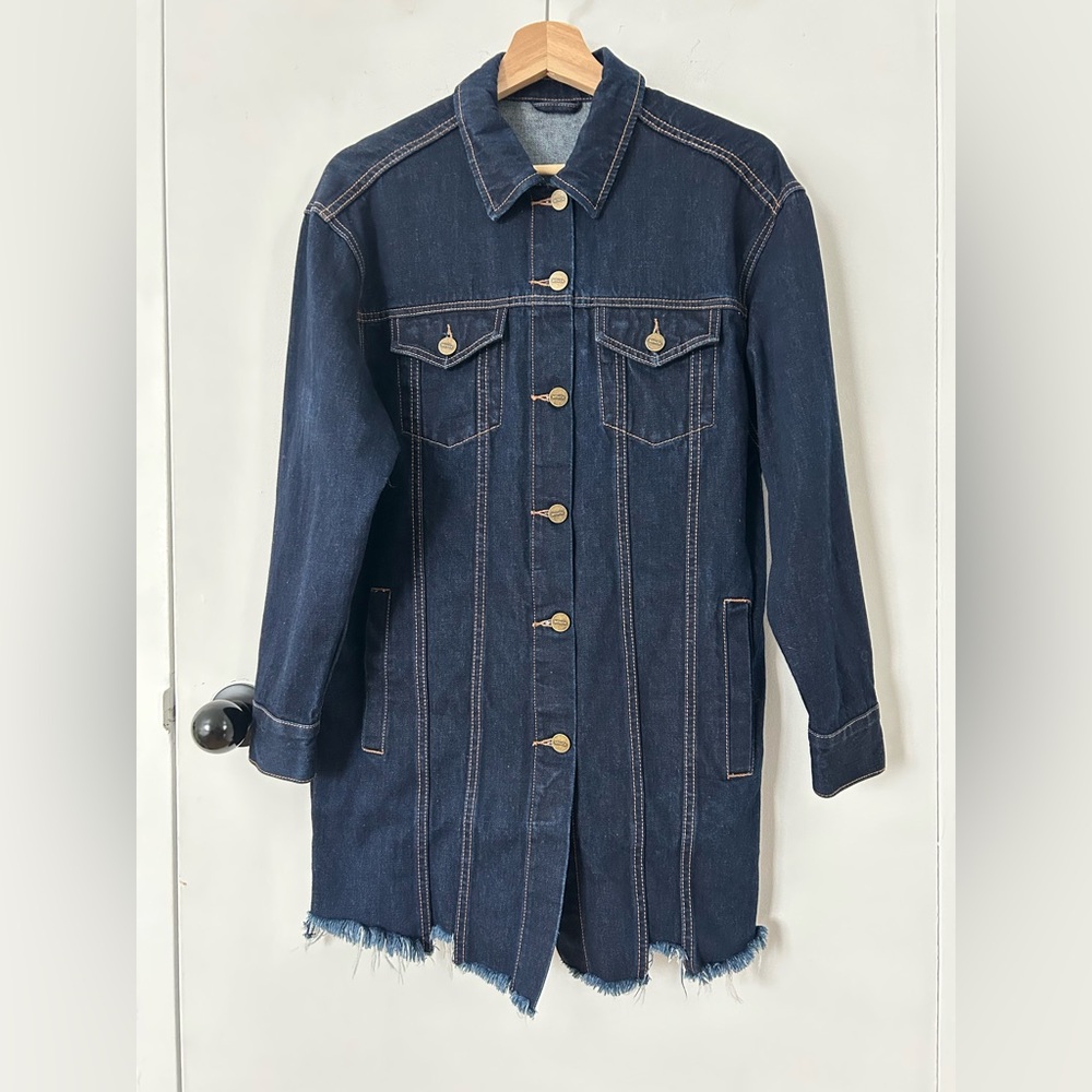 MO&CO LONG DARK DENIM JACKET SIZE S